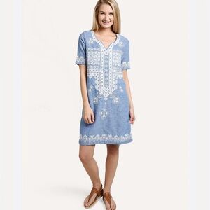 Roberta Roller Rabbit Solana Dress Blue White size X-SMALL XS